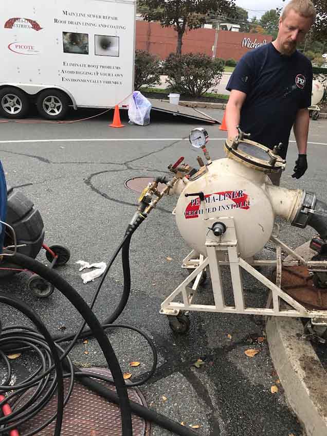 Trenchless pipe lining process Boston, MA